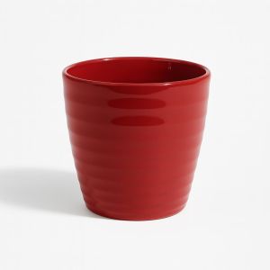 Pot  red ripple Studio White